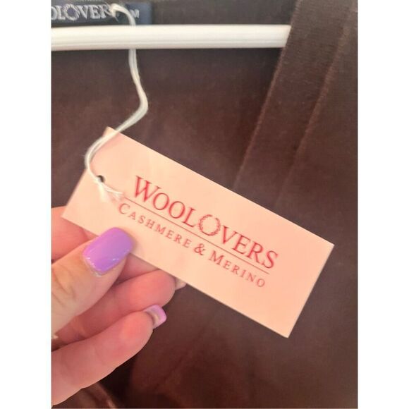 WoolOvers Brown Wool & Cashmere Long Line V-Neck Cardigan Vest sz M NWT - Picture 4 of 7